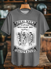 Unisex Vintage  Navy Dancing Team Print Casual Tee