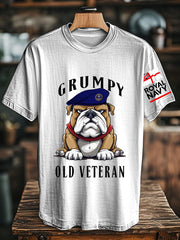 Unisex  Navy Grumpy Old Veteran Printed T-shirt