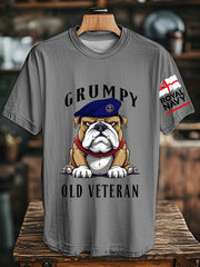 Unisex  Navy Grumpy Old Veteran Printed T-shirt