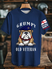 Unisex  Navy Grumpy Old Veteran Printed T-shirt