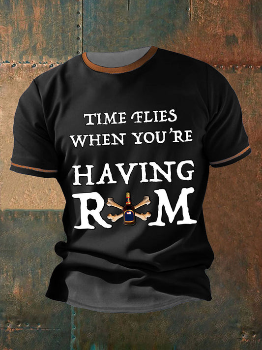 M,en's Funny  Rum Printed T-Shirt