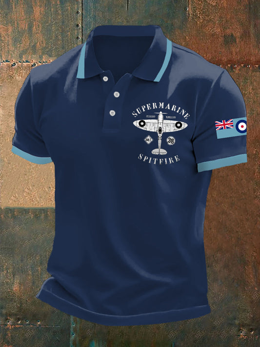 Men's Retro Legendary Fighter Supermarine  Print Casual Top
