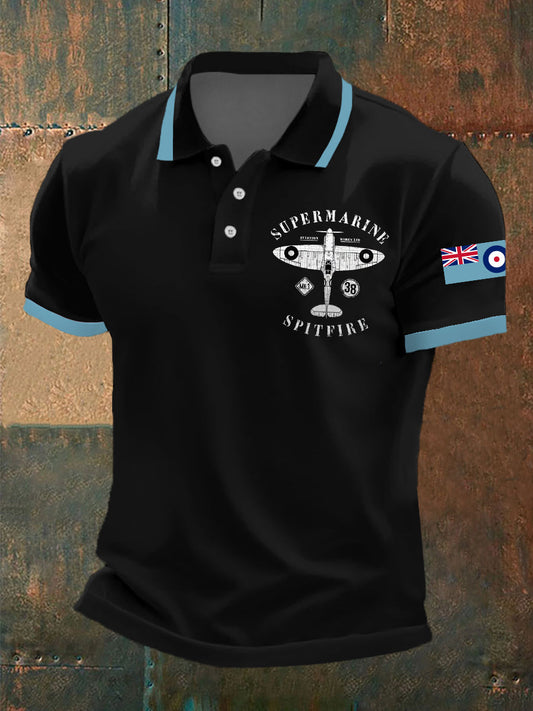 Men's Retro Legendary Fighter Supermarine  Print Casual Top