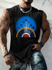 Men's Vintage  Wings Of Freedom Print Tank Top