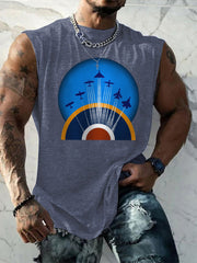 Men's Vintage  Wings Of Freedom Print Tank Top
