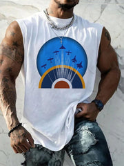 Men's Vintage  Wings Of Freedom Print Tank Top