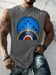 Men's Vintage  Wings Of Freedom Print Tank Top