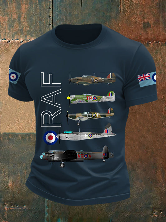 Men's Vintage  WW2 Aircraft  Lancaster Typhoon Hurricane Mosquito Casual Tee