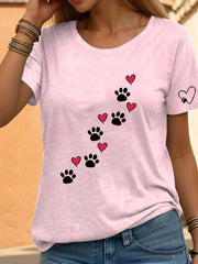 Women's Love Heart Dog Paw T-shirt