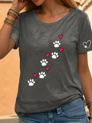 Women's Love Heart Dog Paw T-shirt