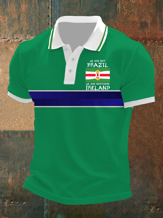 Men's Northern Ireland Football Print Button T-Shirt