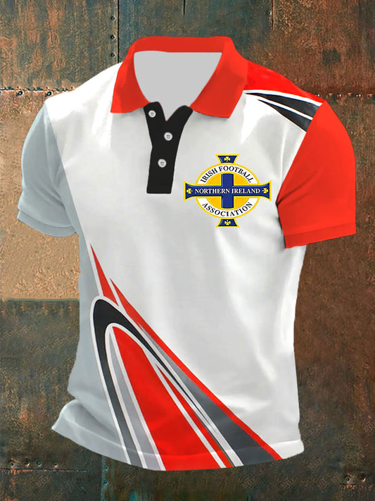 Men's Northern Ireland Football Print Button T-Shirt