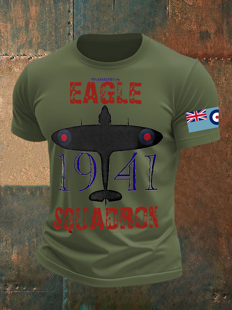 Men's Vintage  WW2 Aircraft  Lancaster Typhoon Hurricane Mosquito Casual Tee