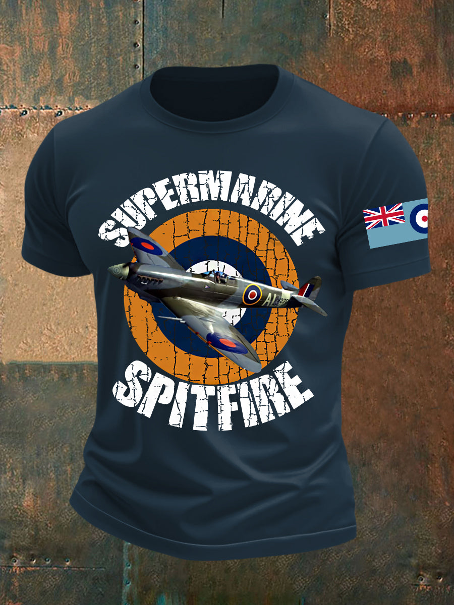Men's Vintage  WW2 Aircraft  Lancaster Typhoon Hurricane Mosquito Casual Tee