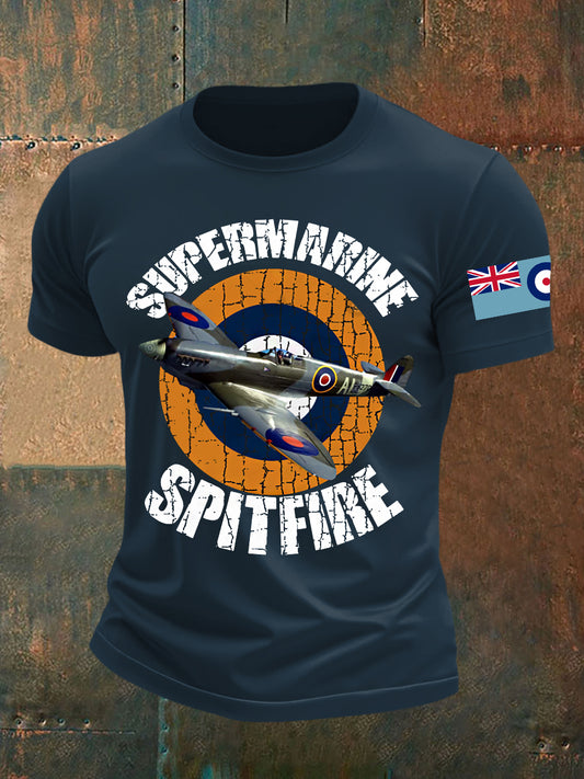 Men's Vintage  WW2 Aircraft  Lancaster Typhoon Hurricane Mosquito Casual Tee