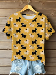Women's Scottish Terrier Printed O-neck Short Sleeve T-shirt