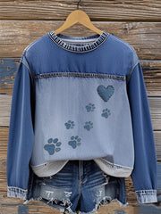 Women's denim paw sweatshirt