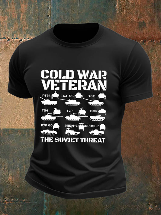 Men's British Veteran Imitation Cotton Short-Sleeved Printed T-shirt