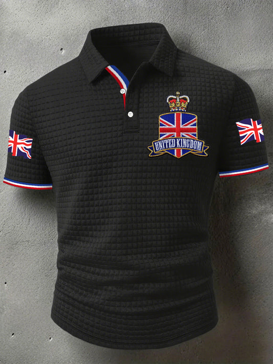 Men's UK Flag Print Casual Short-Sleeve Waffle Top