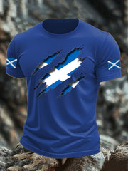 Men's Scotland Flag Proud The Brave Printed Casual Short Sleeve T-shirt