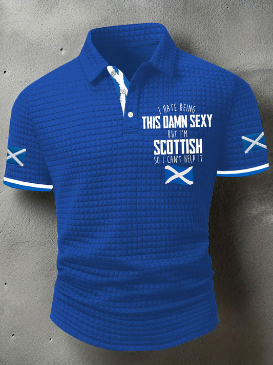 Men's Funny Scottish Scotland Flag  I'm Scottish I Can't Help It Printed Casual Short Sleeve Top
