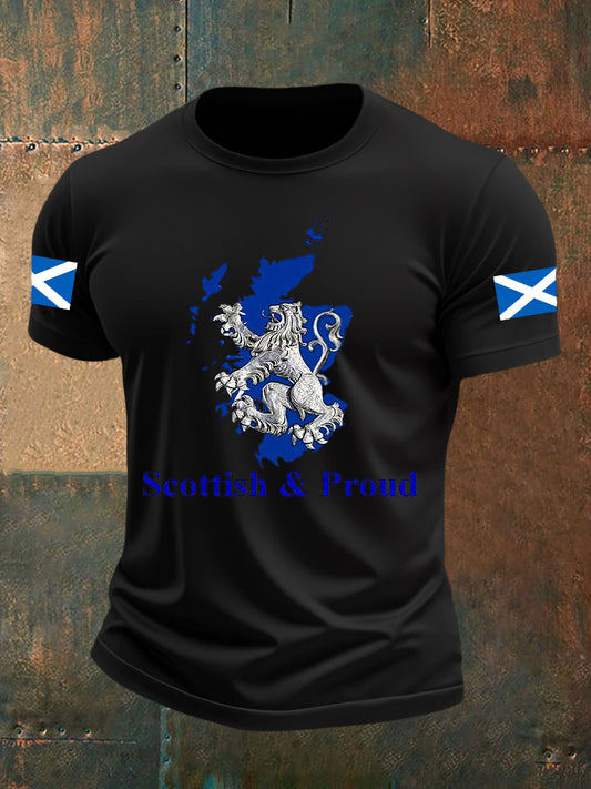 Men's Scotland Flag Proud The Brave Printed Casual Short Sleeve T-shirt