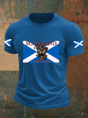 Men's Scotland Flag Proud The Brave Printed Casual Short Sleeve T-shirt