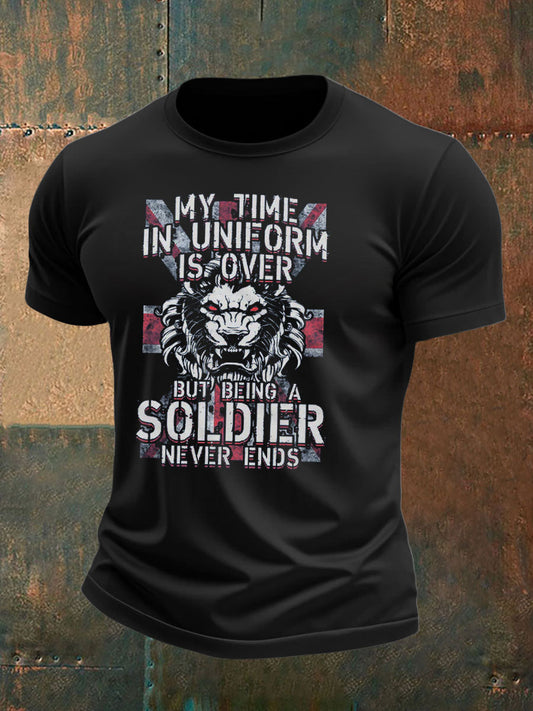 Men's british veteran imitation cotton short-sleeved T-shirt