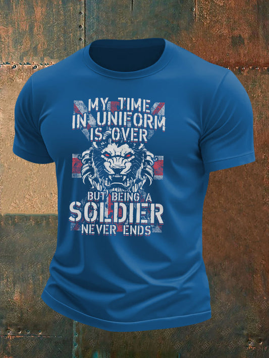 Men's british veteran imitation cotton short-sleeved T-shirt
