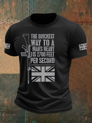Men's British Veteran Printed imitation cotton short-sleeved T-shirt