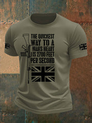 Men's British Veteran Printed imitation cotton short-sleeved T-shirt