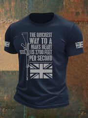Men's British Veteran Printed imitation cotton short-sleeved T-shirt