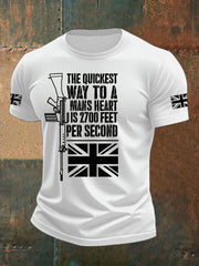 Men's British Veteran Printed imitation cotton short-sleeved T-shirt