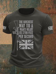 Men's British Veteran Printed imitation cotton short-sleeved T-shirt