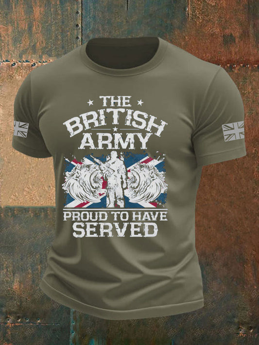 Men's British Veteran Printed imitation cotton short-sleeved T-shirt