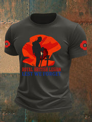 Men's British Veteran Printed imitation cotton short-sleeved T-shirt