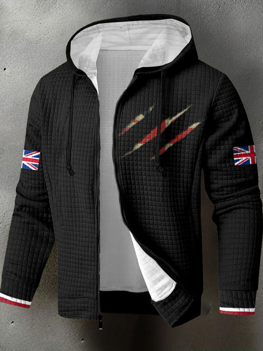 Men's UK Flag Printed Hooded Jacket