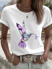 Women's Alzheimer's Awareness Purple Hummingbird T-Shirt