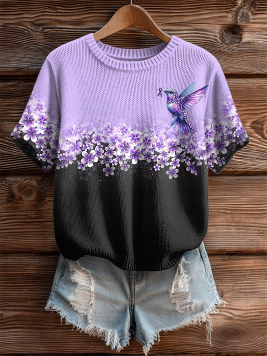 Women's Alzheimer's Floral Hummingbird T-Shirts