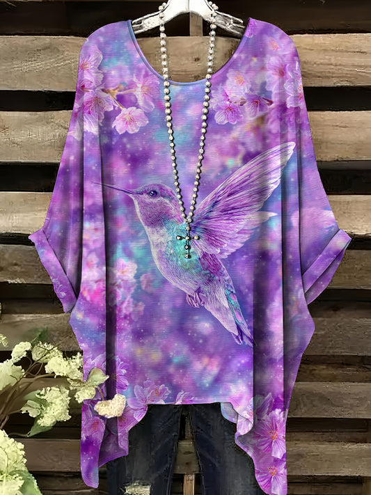 Women's purple hummingbird jumper