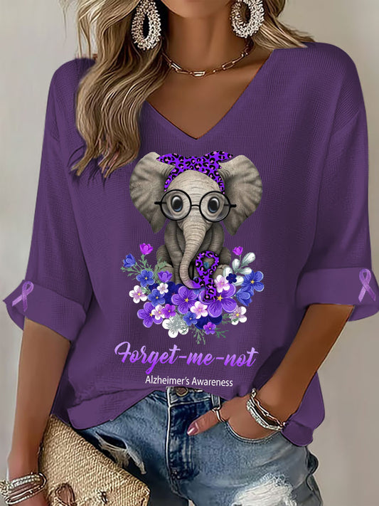 Women's Alzheimer's Elephant V-Neck Tops