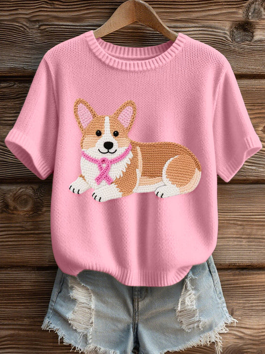 Women's Lovely Corgi Crochet Pattern Cozy Knit Top