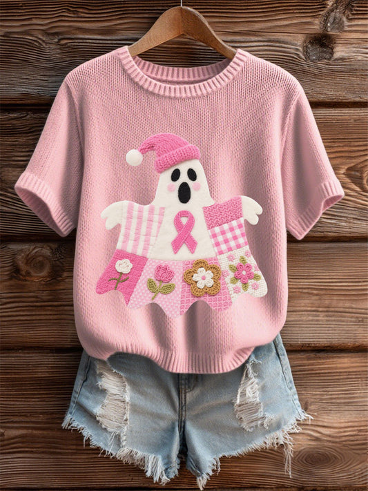 Women's Breast Cancer Awareness Print Casual T-Shirt