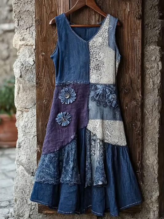 Women's Vintage Purple Lavender Alzheimer's Disease Art Casual Dress