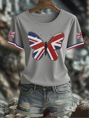 Women's UK Flag Butterfly Printed T-shirt