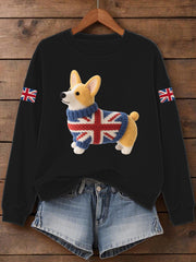 Women's UK Flag Corgi Print Sweatshirt