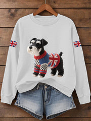 Women's UK Flag Schnauzer Print Sweatshirt
