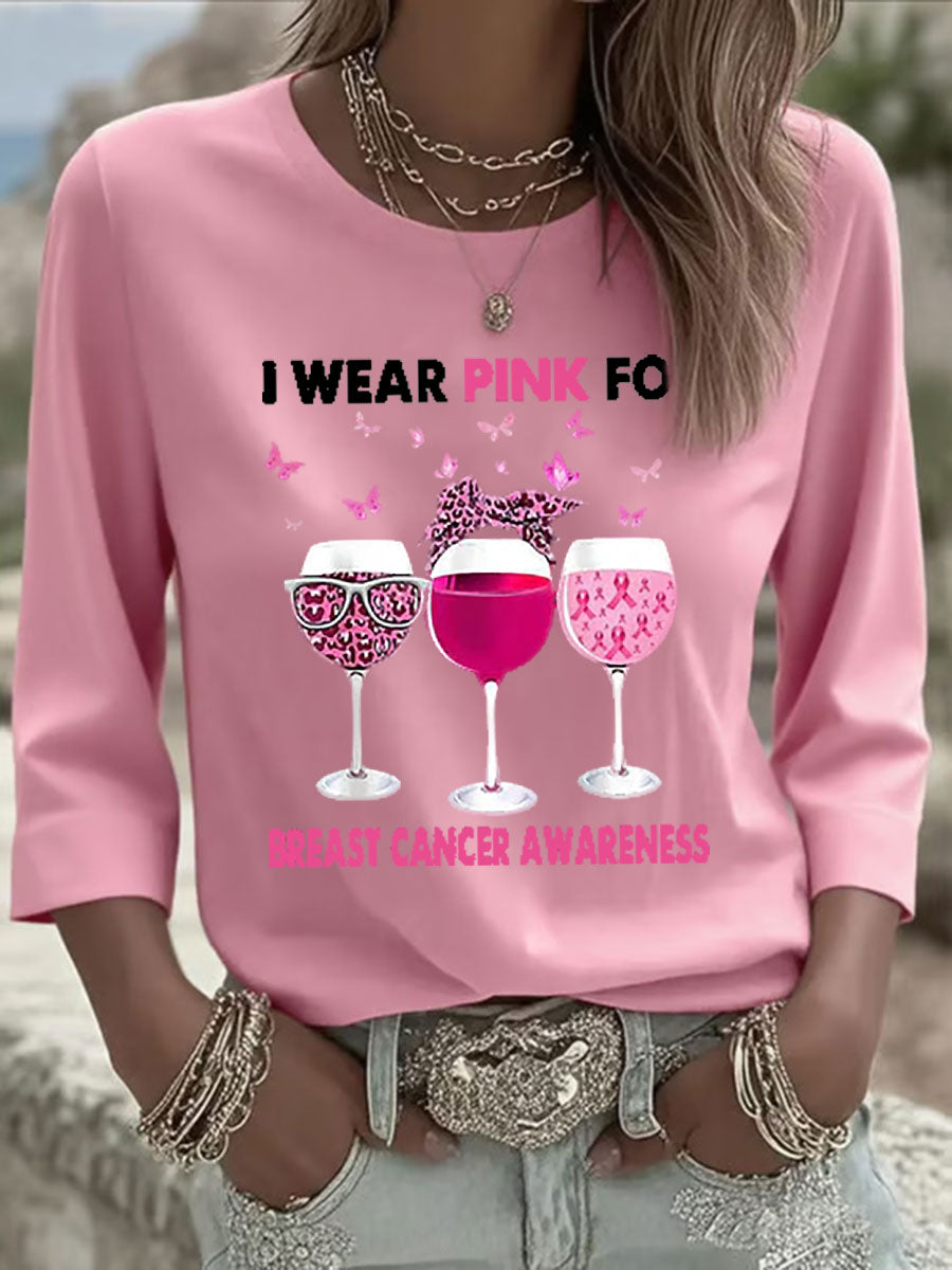 Women's Pink Goblet Print Casual T-shirt