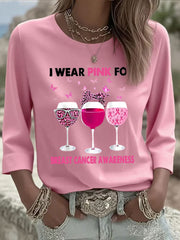 Women's Pink Goblet Print Casual T-shirt