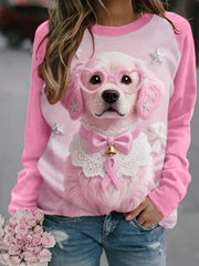 Women's Pink Dog Pink Ribbon Breast Cancer Awareness Sweatshirt